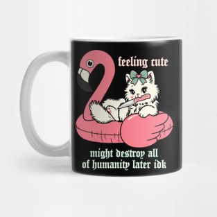 feeling cute kitty cat in flamingo floatie Mug